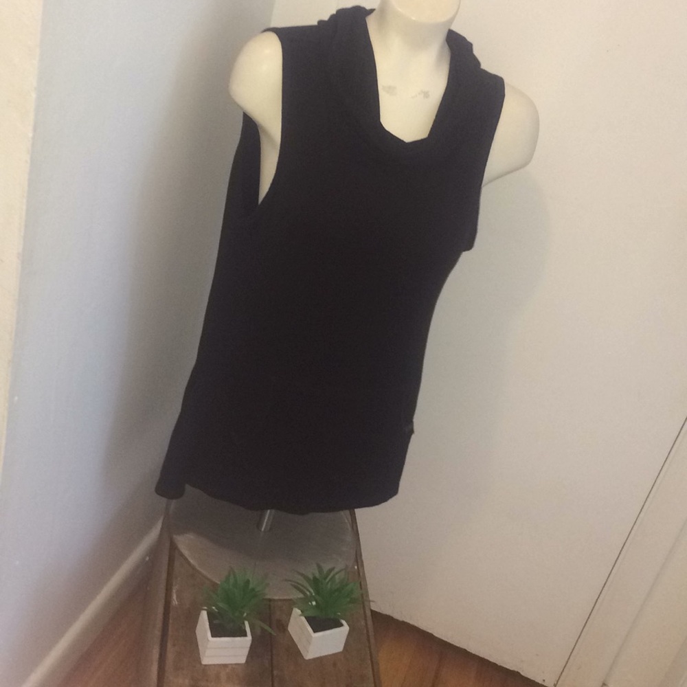 Gaiam Black Hooded Cowl Neck Tank Top